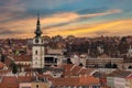 Panorama of city Trebic, a UNESCO world heritage site in Moravia, Czech Republic, St Martin Church in Trebic, Czech Republic
