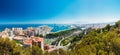Panorama cityscape aerial view of Malaga, Spain Royalty Free Stock Photo