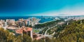 Panorama cityscape aerial view of Malaga, Spain. Royalty Free Stock Photo