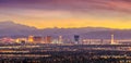 Panorama cityscape view of Las Vegas at sunset in Nevada