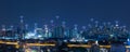 Panorama cityscape with wifi network connection concept Royalty Free Stock Photo