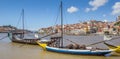 Panorama of classic portwine ships in Porto Royalty Free Stock Photo