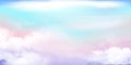 Panorama Clear blue,pink,purple sky and white cloud detail with copy space. Sky Landscape Background.Summer heaven with colorful Royalty Free Stock Photo