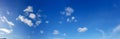 Panorama of clear blue sky with white cloud background. Clearing day and Good weather in the morning Royalty Free Stock Photo