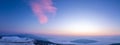 Panorama of clear sky landscape at dawn in winter. Royalty Free Stock Photo