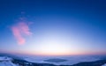 Panorama of clear sky landscape at dawn in winter. Royalty Free Stock Photo