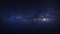 Panorama clearly milky way galaxy with stars and space dust in t Royalty Free Stock Photo