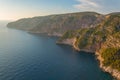 Panorama of the cliffs just before sunset, Zakynthos, Greece