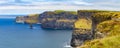 Panorama of the cliffs in Cliffs of Moher Royalty Free Stock Photo