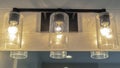 Panorama Close up of contemporary bathroom mirror lights