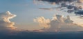 Panorama of clouds in different shapes at dusk Royalty Free Stock Photo