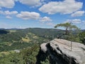 Panorama clouds river forest