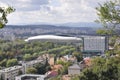 Panorama with Cluj Arena Stadium of Cluj-Napoca town from Transylvania region in Romania