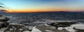 Panorama of Coastal Scene at Peggys Cove's Royalty Free Stock Photo