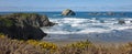 A panorama of the coastline at Bandon, Oregon Royalty Free Stock Photo