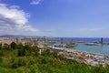 Panorama of coastline and port in Barcelona, Spain