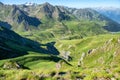 A panorama of Col du Tourmalet in pyrenees mountains Royalty Free Stock Photo