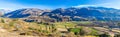 Panorama of Colca Canyon, Peru,South America. Incas to build Farming terraces with Pond and Cliff. Royalty Free Stock Photo