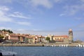 Panorama of Collioure from the port with a view of the village