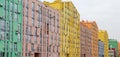 Panorama of colored facades of modern multistory apartment buildings Royalty Free Stock Photo