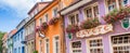 Panorama of colorful bars and cafes in Munster Royalty Free Stock Photo