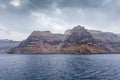 Panorama of the colorful cliff of caldera in the island of Santorini, Greece