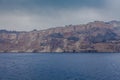 Panorama of the colorful cliff of the caldera in the island of Santorini, Greece