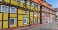 Panorama of colorful half-timbered houses in Rinteln