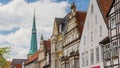 Panorama of colorful historic facades in the center of Hameln