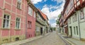 Panorama of colorful houses in the historic center of Quedlinburg