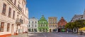 Panorama of colorful houses on the market square of Gustrow