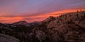 Panorama of colorful sunset at Yosemite Royalty Free Stock Photo