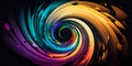 Panorama colorful swirl spiral, vivid vortex, over dark background. Design element for posters and banners.Generative AI