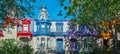 Panorama of colorful Victorian houses in Le plateau Mont Royal borough in Montreal Quebec Royalty Free Stock Photo