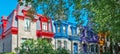 Panorama of colorful Victorian houses in Le plateau Mont Royal borough in Montreal Quebec Royalty Free Stock Photo