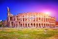 Panorama Colosseum in Rome and blue sky, Italy.