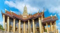 Panorama of complex of Temple of Emerald Buddha in Bangkok, Thailand Royalty Free Stock Photo