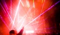 Panorama of the concert, laser show and music Royalty Free Stock Photo