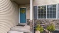 Panorama Concrete steps leading to a front door Royalty Free Stock Photo