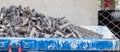 Panorama Construction debris from a construction site in a container Royalty Free Stock Photo