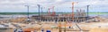 Panorama of the construction site of a huge stadium Royalty Free Stock Photo