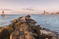 Panorama of Corpus Christi at sunrise Royalty Free Stock Photo