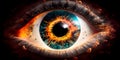 Panorama cosmic human eyes in close range Generative AI Royalty Free Stock Photo