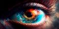 Panorama cosmic human eyes in close range Generative AI Royalty Free Stock Photo