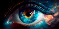 Panorama cosmic human eyes in close range Generative AI Royalty Free Stock Photo