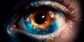 Panorama cosmic human eyes in close range Generative AI Royalty Free Stock Photo