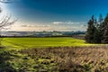 Panorama of Cotswold Countryside on a bright winter`s evening Royalty Free Stock Photo
