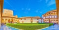 Panorama of Court of Myrtles, Nasrid Palace, Alhambra, Granada, Spain Royalty Free Stock Photo