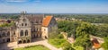 Panorama of the courtyard aerial view of the castle in Bad Bentheim Royalty Free Stock Photo