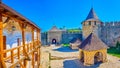 Panorama of the courtyard of Khotyn Fortress, Ukraine Royalty Free Stock Photo